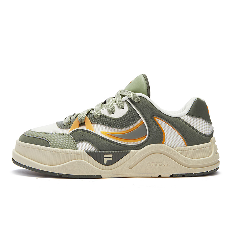 FILA FUSION Low Top Skateboard Shoes Men's Milk White/Hot Basil Green