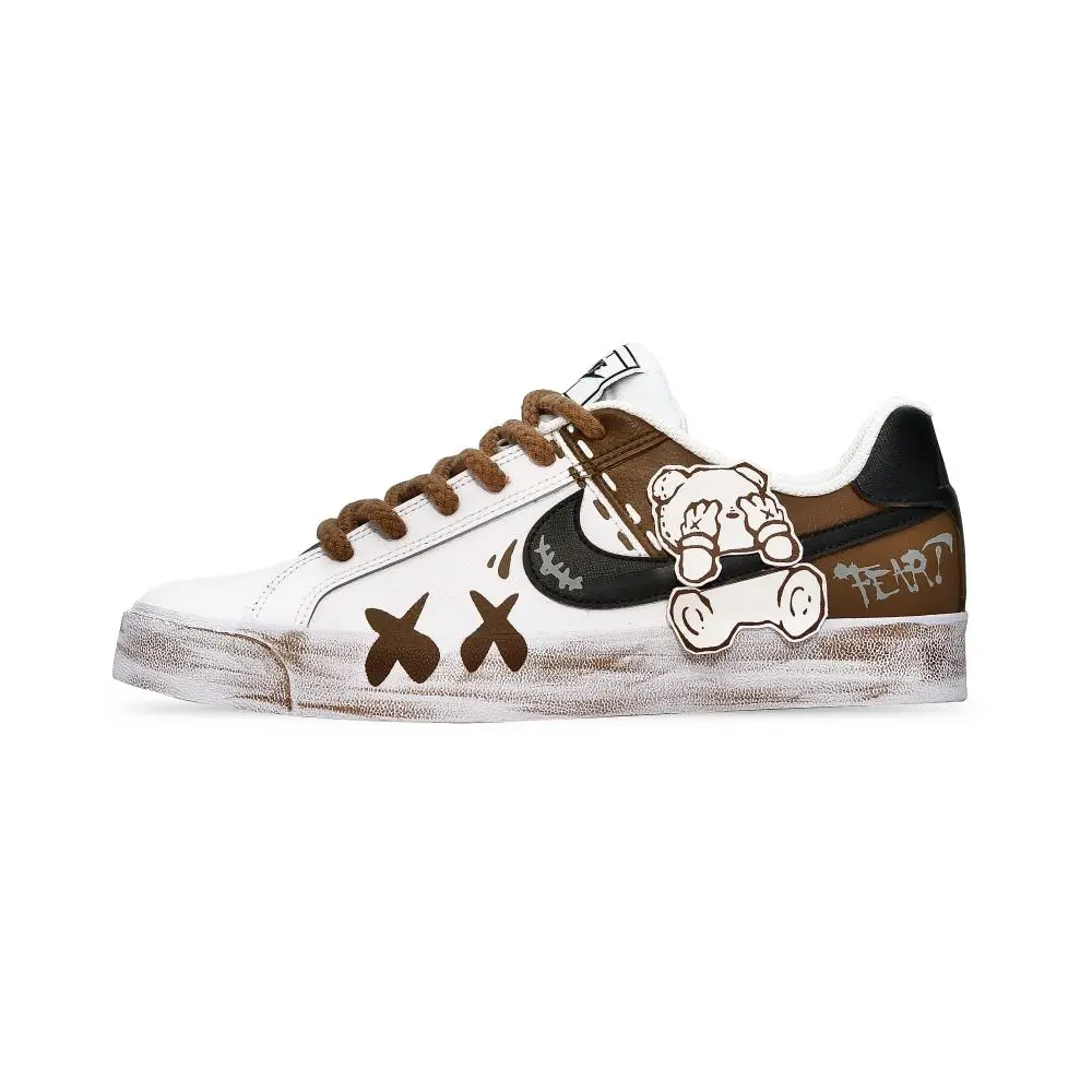 Nike Court Royale Low-Top Skateboard Shoes Men's Black White Brown