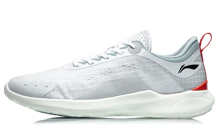 LiNing Shock Absorbers Slip Resistant Abrasion Resistant Lightweight Low top Running Shoes Men's White Light Blue