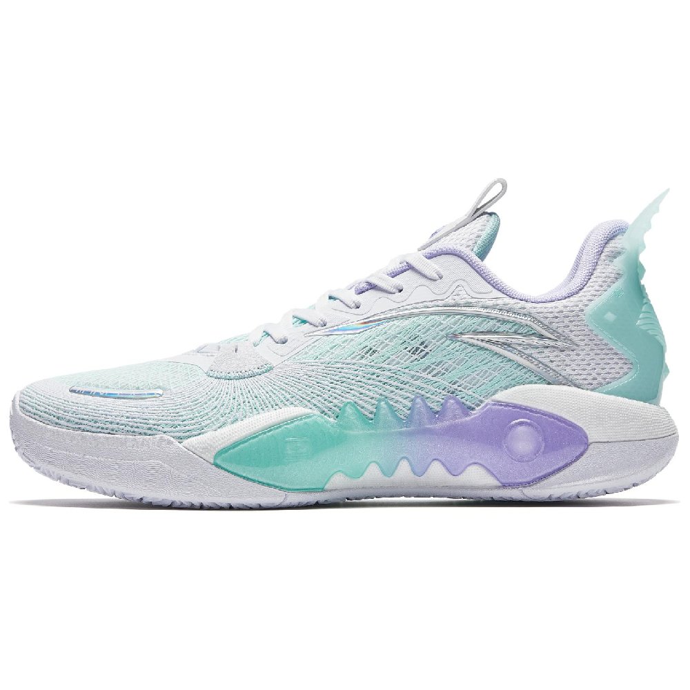 Anta Frenzy 5team V2 Cushioning Wear-Resistant Low-Top Basketball Shoes Men's White Blue Purple