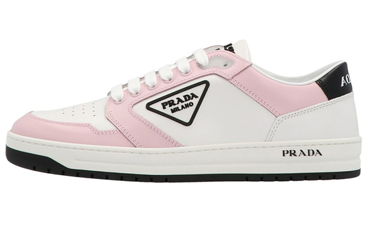 PRADA District Sneaker White Pink Perforated Leather Women's