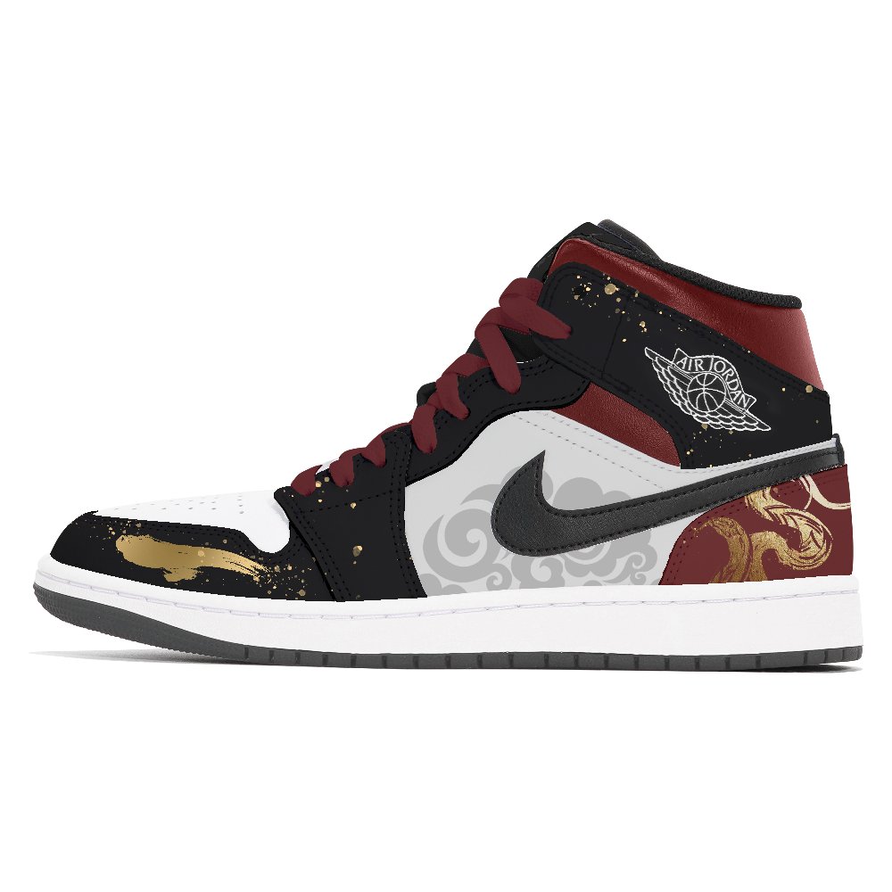 Jordan Air Jordan 1 Wear-resistant And Lightweight Mid-Top Vintage Basketball Shoes Unisex Red