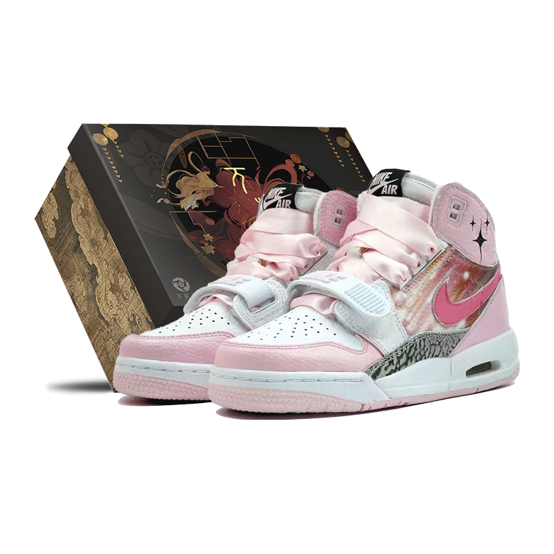 Jordan Legacy 312 Kaleidoscope, Shooting Stars, Box Slip Resistant High Top Vintage Basketball Shoes GS White Pink