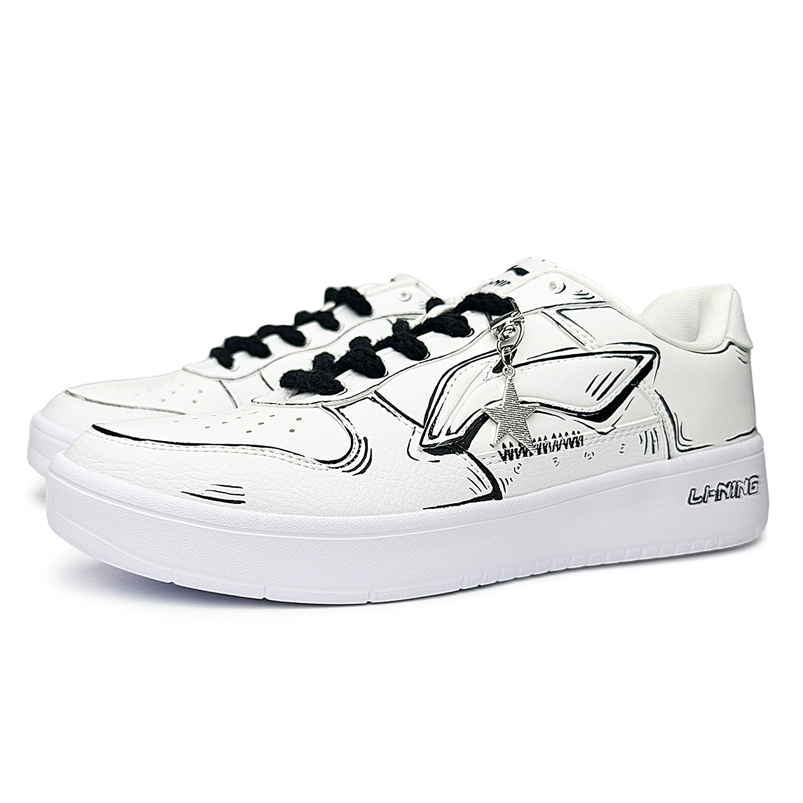 LiNing Pontoon Boats Lightweight, Slip Resistant, And Abrasion Resistant Low Top Skateboard Shoes Unisex White Black купить в интернет-магазине Yoocart с быстрой доставкой по России.