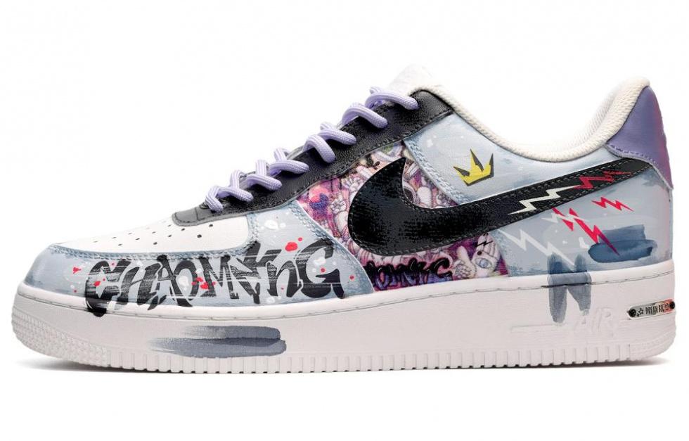Nike Air Force 1 Air Force 1 Low-Top Skateboard Shoes Men's Black White Blue