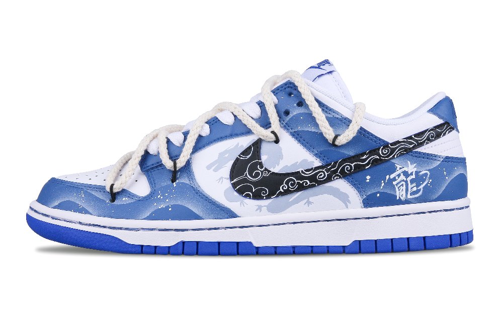 Nike Dunk Low-Top Skateboard Shoes Men's Blue White