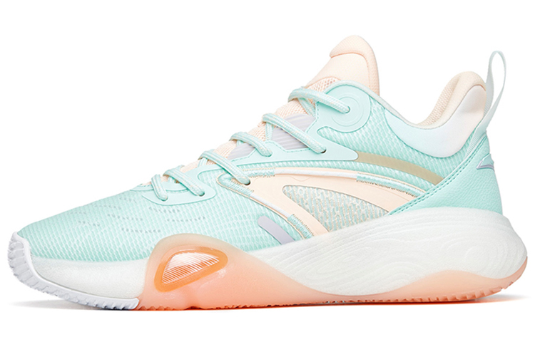 Anta Feather Shock Absorbers Slip Resistant Abrasion Resistant Low top Performance Basketball Shoes Men's Green Pink