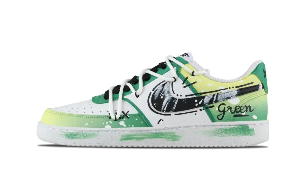 Nike Court Vision 1 Iridescent Abrasion Resistant Low top Skateboard Shoes Men's Yellow Green