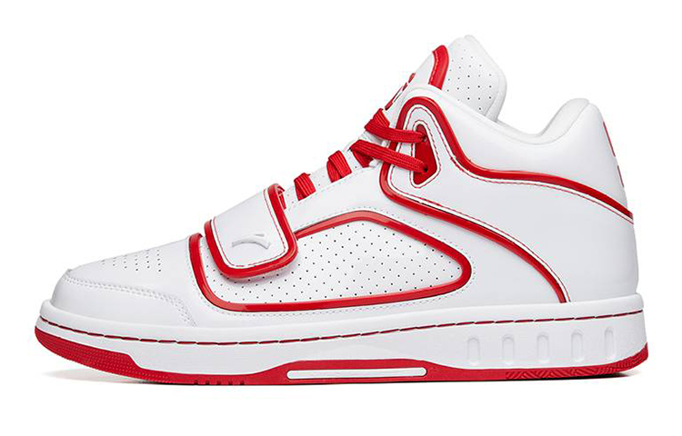 Anta Anti-Slip Wear-Resistant Mid-Top Skateboard Shoes Men's White Red