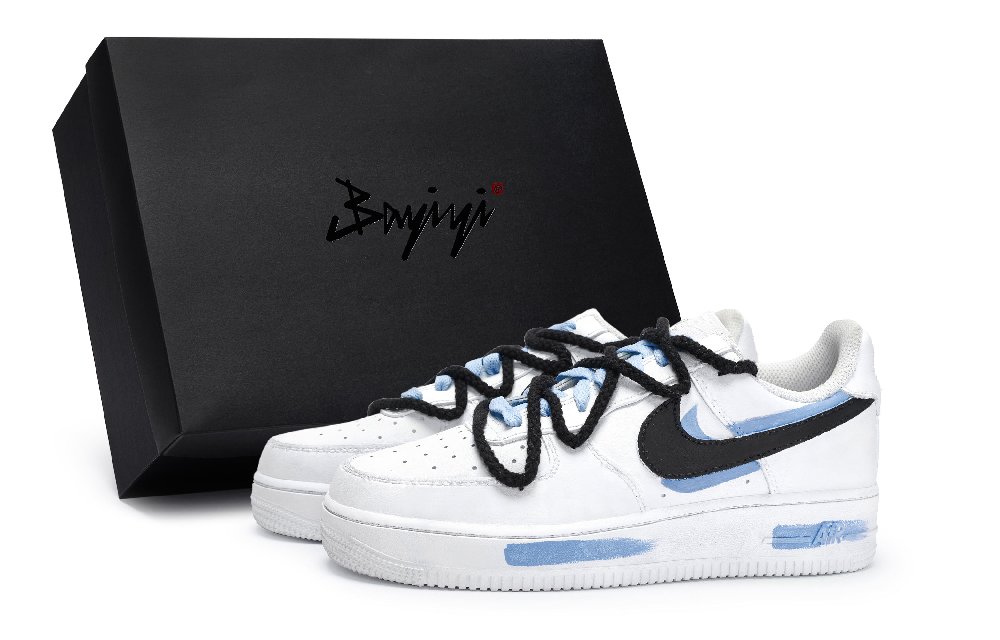 Nike Air Force 1 811 Manufacturing, Roll Blue Sky, Special Shoe Box Low Top Skateboard Shoes Women's White Black Blue