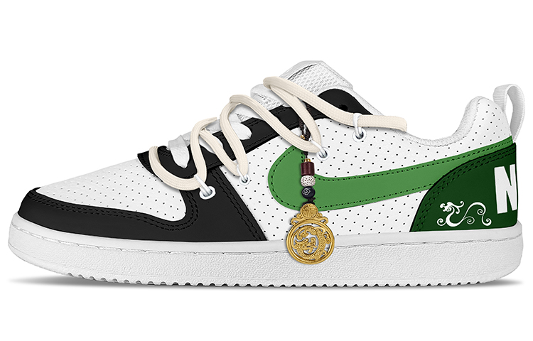 Nike Court Borough Low Triple White Low top Skateboard Shoes Men's Green Black