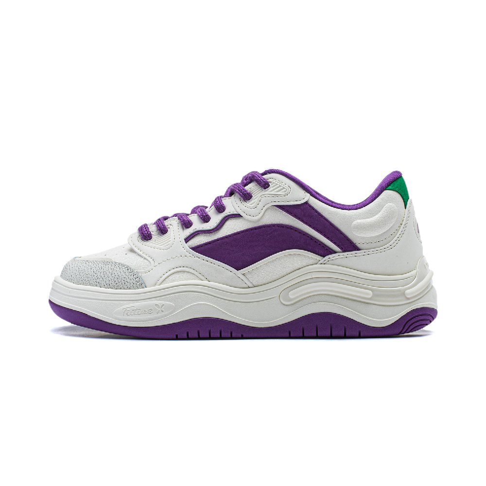 LiNing Future Flow Cushioning Support Wear-Resistant Slip-Resistant Low-Top Skateboard Shoes Women's White Purple Green