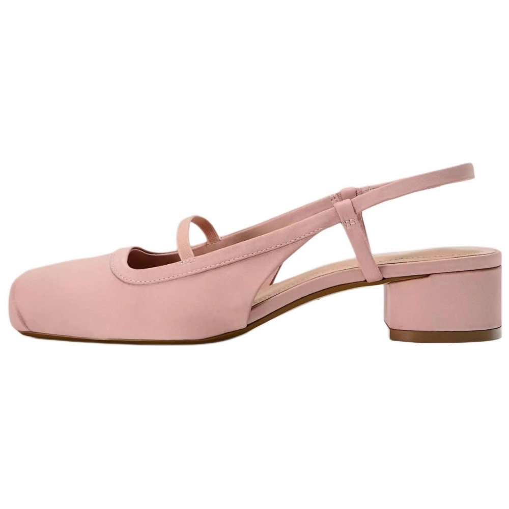ZARA New Year Chunky Heel High Heels 3.5cm Women's Pink