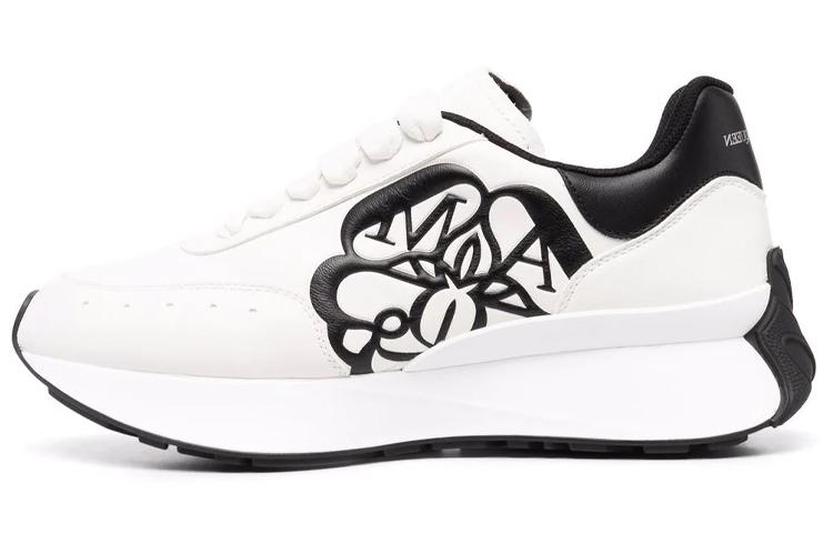 Alexander McQueen Sprint Runner Lace Up Sneakers 'White Black' Women's