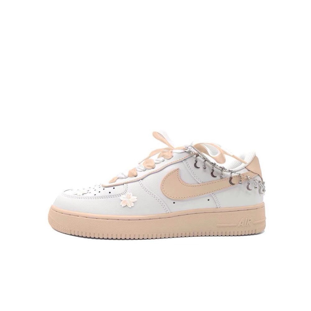 Nike Air Force 1 Anti-Slip Wear-Resistant Low-Top Skateboard Shoes Unisex White Orange