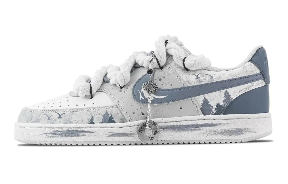 Nike Court Vision Blue Shadow Kobayashi Abrasion Resistant Low top Skateboard Shoes Men's Blue Gray