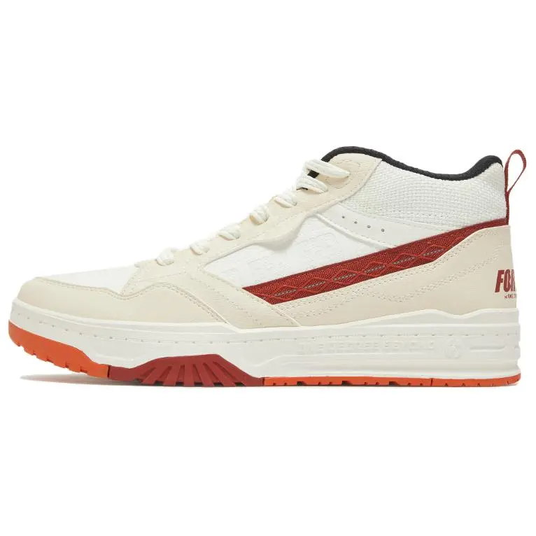 361° Anti Slip Wear Resistant Mid Top Skateboard Shoes Men's White Red Beige