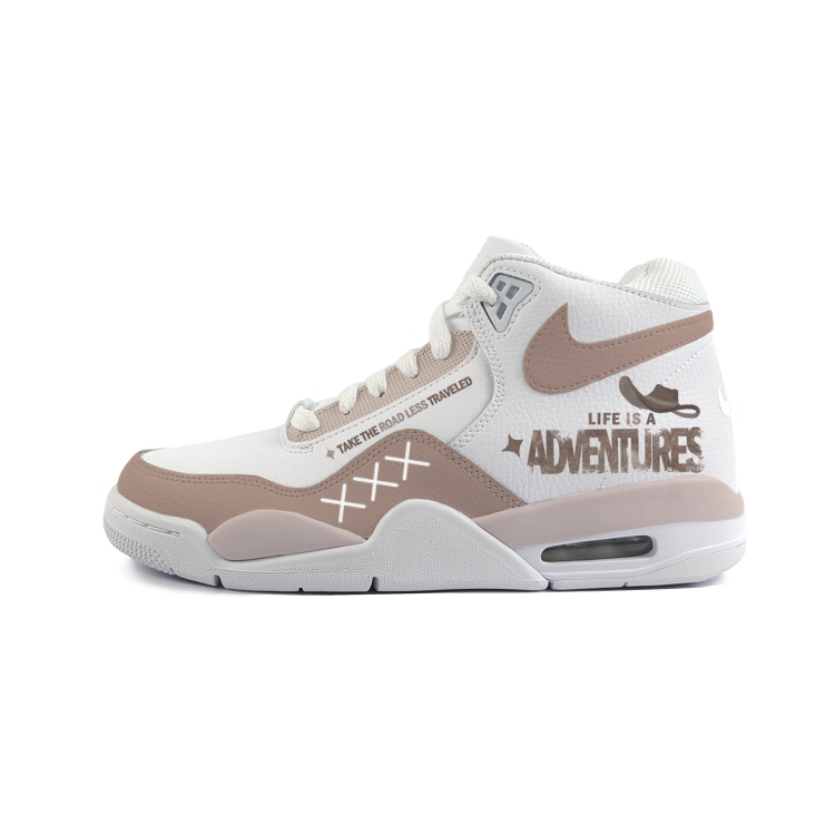 Nike Flight Legacy Anti-Slip Wear-Resistant Mid-Top Vintage Basketball Shoes Unisex White Brown