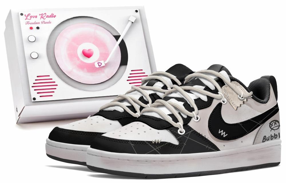 Nike Court Borough Cute Ghost Anti-Slip Wear-Resistant Low-Top Skateboard Shoes GS Black White