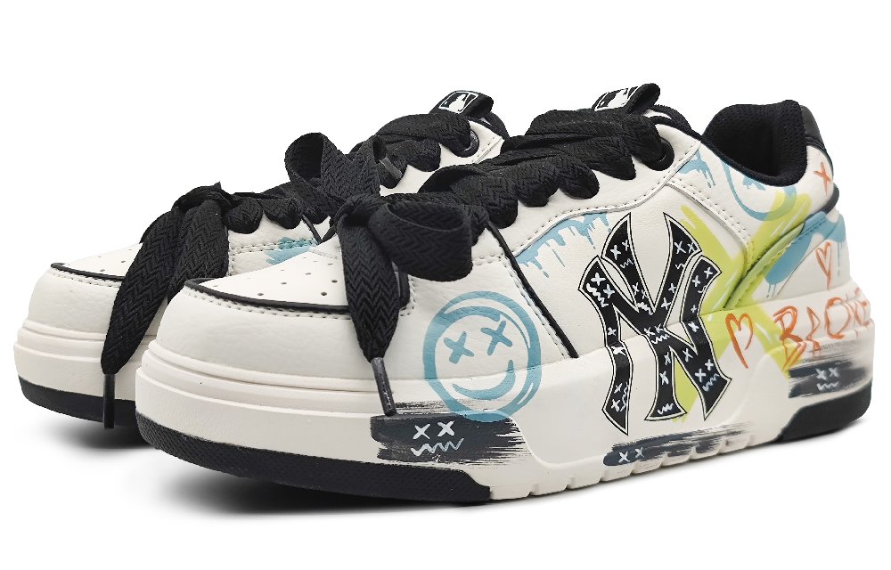 MLB Chunky Liner Wear-Resistant Height Increasing Low-Top Skateboard Shoes Unisex Blue Green White