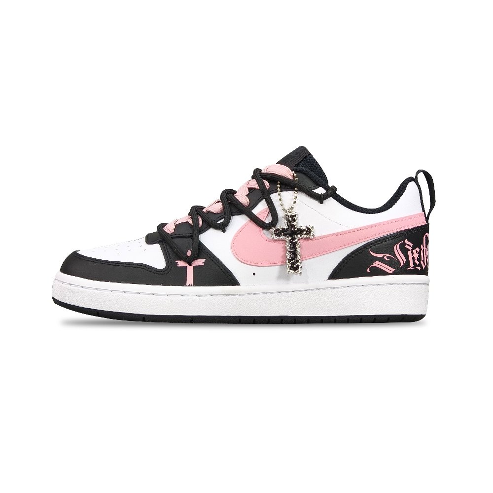 Nike Court Borough Low-Top Skateboard Shoes GS Black Pink