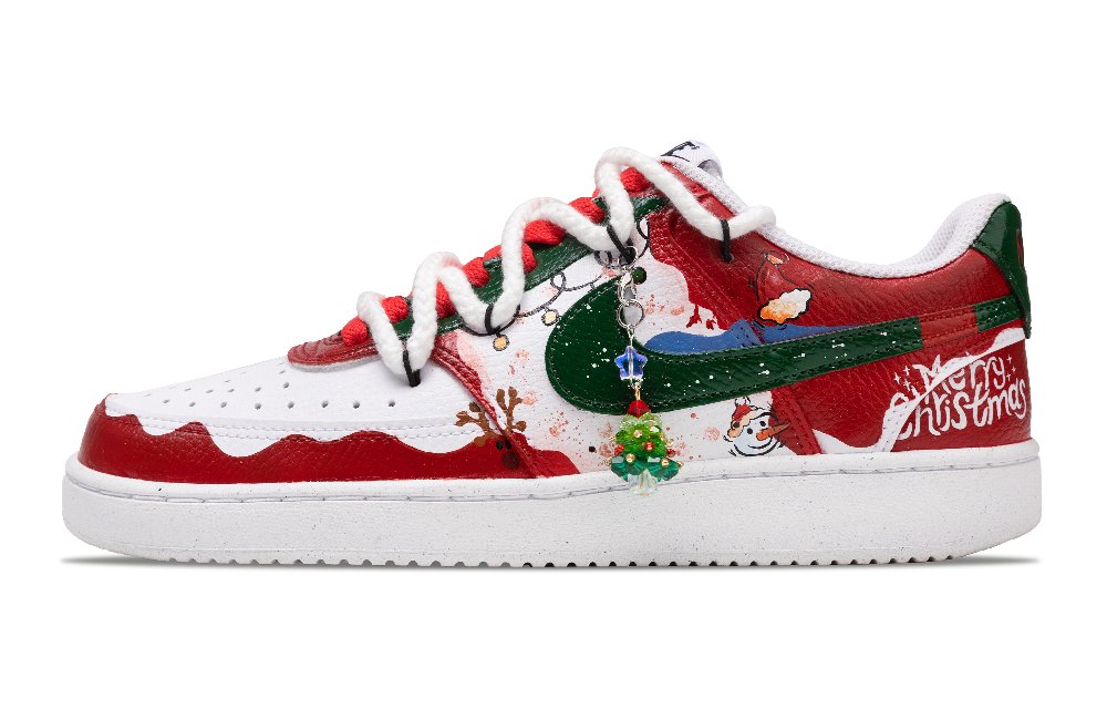 Nike Court Vision 1 Anti Slip Wear Resistant Low Top Skateboard Shoes Men's Red Green White