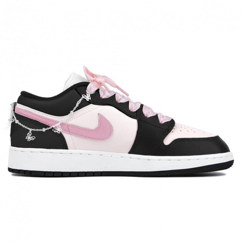 Jordan Air Jordan 1 Low Heart-Fluttering Wear-Resistant Low-Top Vintage Basketball Shoes GS Black Pink купить в интернет-магазине Yoocart с быстрой доставкой по России.