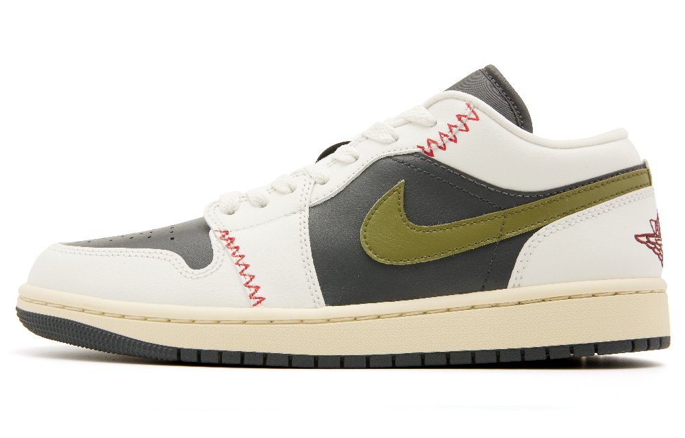 Jordan Air Jordan 1 Low Anti-Slip Wear-Resistant Low-Top Vintage Basketball Shoes Women's Black Green