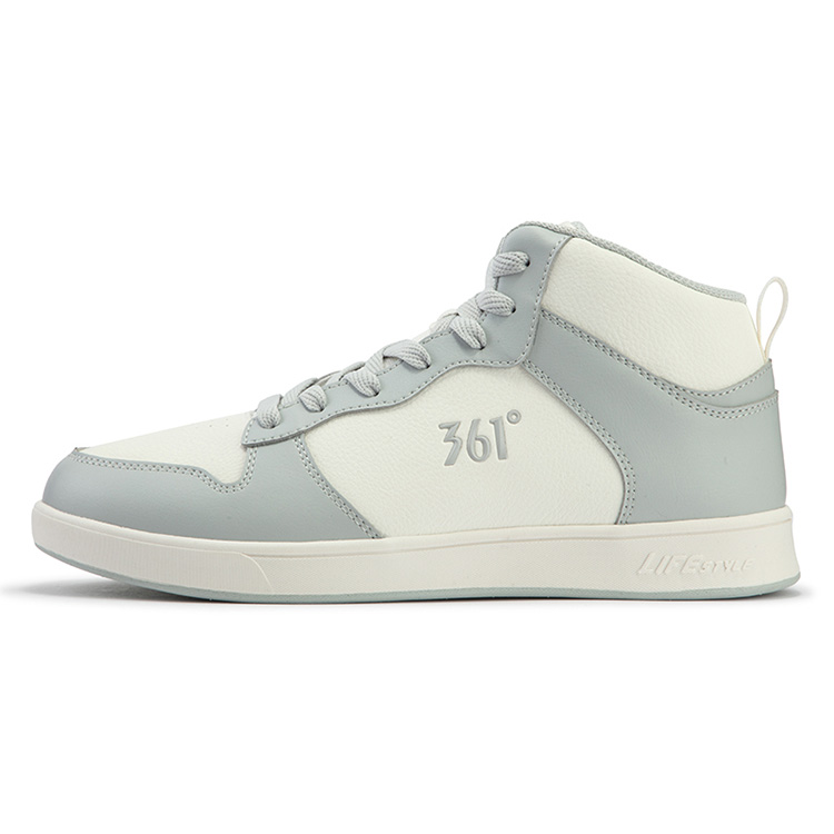 361° Air Force One Anti Slip Wear Resistant Mid Top Skateboard Shoes Men's White Gray