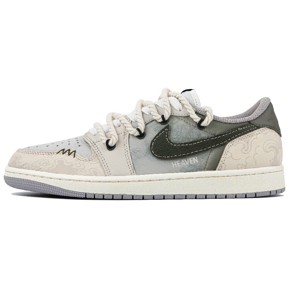 JORDAN Air JORDAN 1 Vintage Basketball Shoes Unisex Low Top Beige/Green