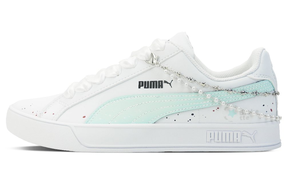 PUMA Smash Vulc Colored Glaze Blockette Blue Low-Top Skateboard Shoes Unisex White Green