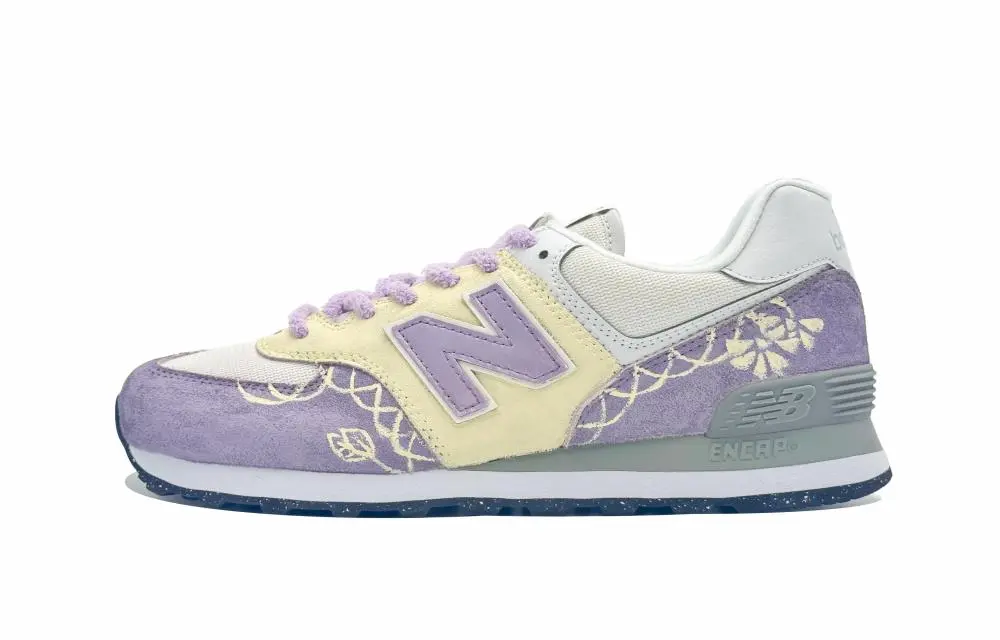 New Balance NB 574 Breathable Low top Casual Running Shoes Unisex Yellow Purple