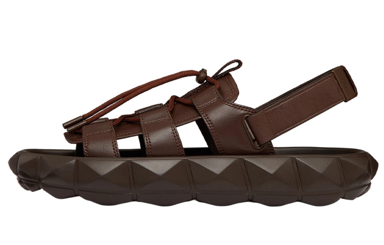 Valentino Roman Stud One Strap Sandals Men's Brown