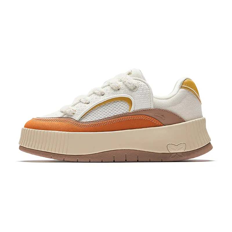 Anta Skateboard Shoes Women's Ivory White/Yellow Orange/Classic Umber Gray