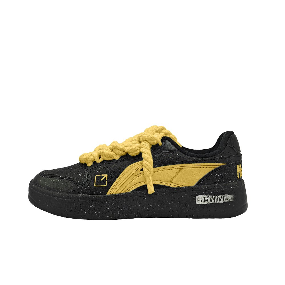 LiNing Acer Truncatum Anti Slip And Wear Resistant Breathable Low Top Skateboard Shoes Men's Black Yellow