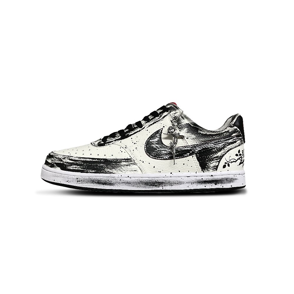 Nike Court Vision 1 Tower Rabbit Abrasion Resistant Low Top Skateboard Shoes Men's Black White