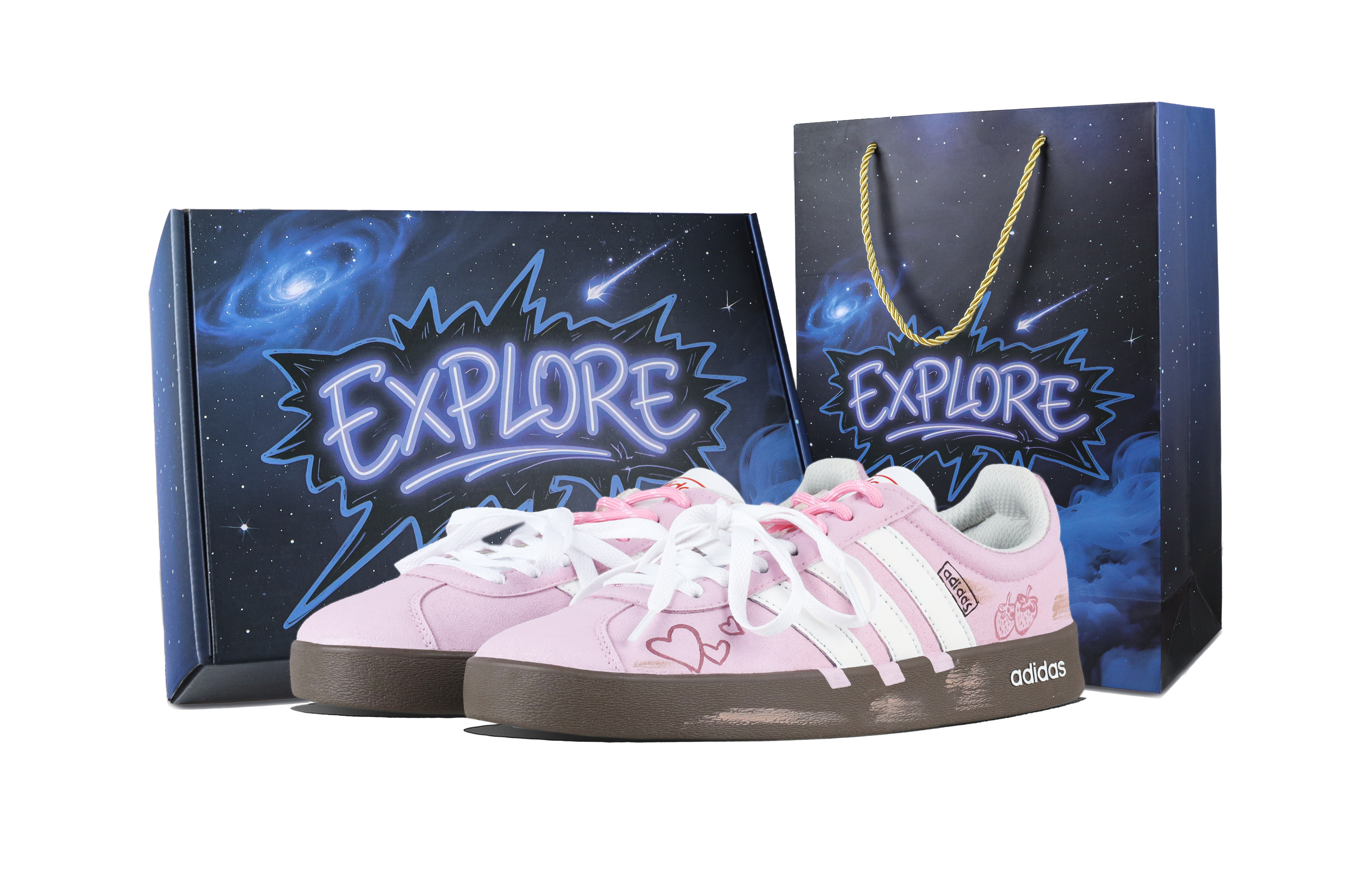 Adidas VL COURT 2.0 Pink Berry Sweet Dream Cushioning, Wear Resistant Low top Skateboard Shoes Unisex
