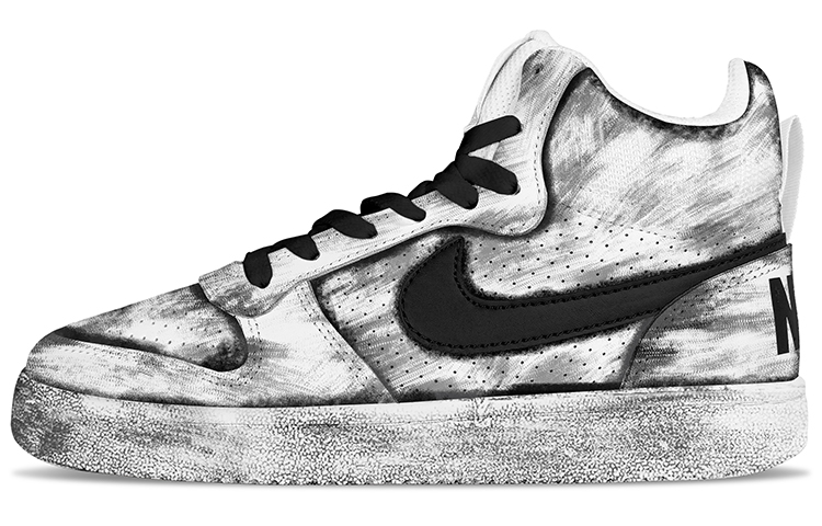 Nike Court Borough Low Mid Mid-Top Skateboard Shoes Men's White Black Gray