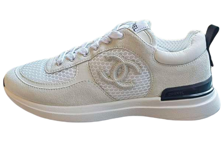 CHANEL Logo Sneaker White Black Women's
