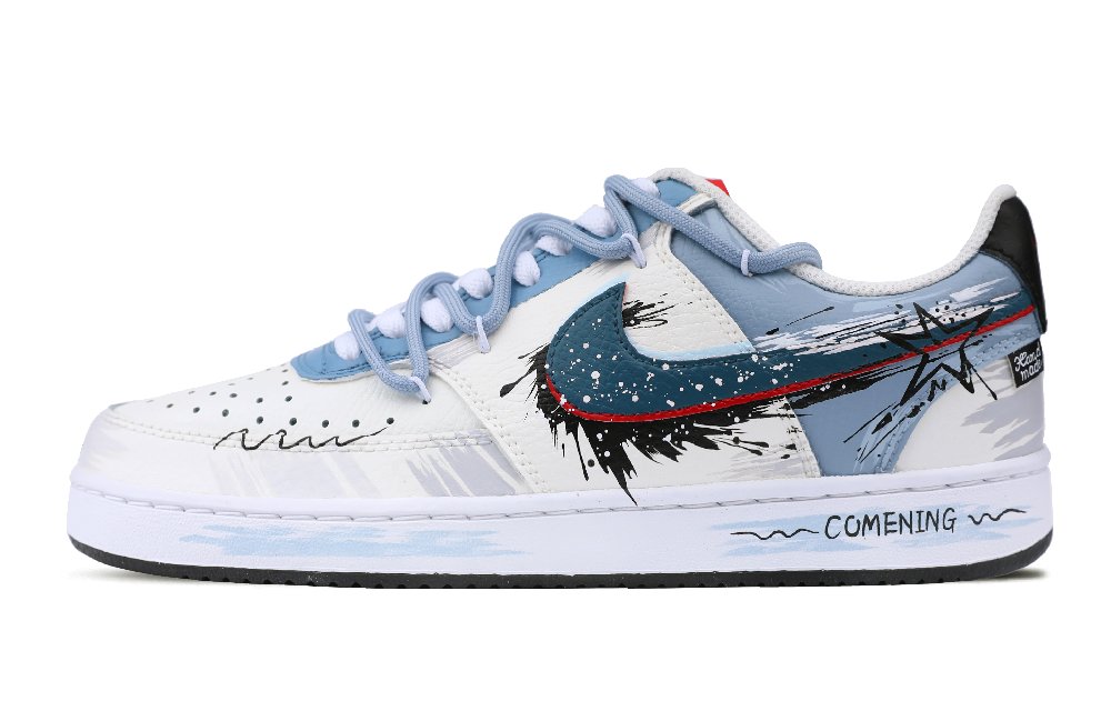 Nike Court Vision 1 Low Top Skateboard Shoes Men's White Blue