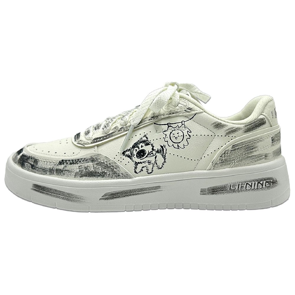 LiNing Su Slip Resistant Shock Absorbers Low Top Skateboard Shoes Women's Beige Black