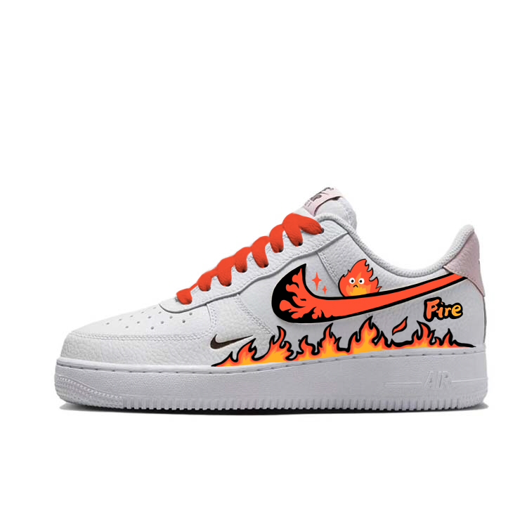Nike Air Force 1 Anti-Slip Wear-Resistant Low-Top Skateboard Shoes Women's White Orange