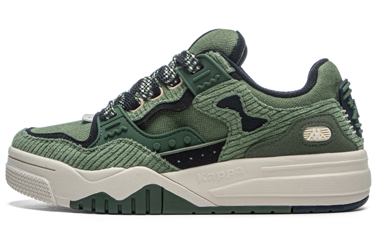 Kappa Cushioning Wear-Resistant Low-Top Skateboard Shoes Unisex Green Black