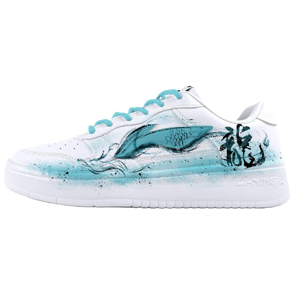 LiNing Pontoon Boats Anti Slip And Wear Resistant Height Increasing Low Top Skateboard Shoes Unisex White Blue
