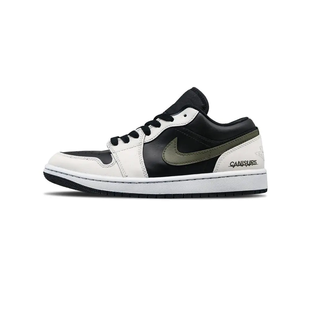 Jordan Air Jordan 1 Double City Chronicles Abrasion Resistant Low Top Vintage Basketball Shoes Unisex Black White Green