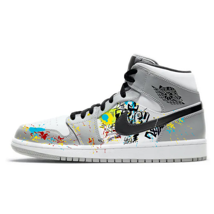 Jordan Air Jordan 1 Anti-Slip And Wear-Resistant Breathable Mid-Top Vintage Basketball Shoes Men's Smoke Gray