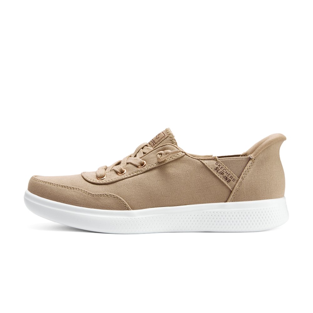 Skechers Slip Ins Hands Free Slip-Ins Anti-Slip And Wear-Resistant Coverage Low-Top Canvas Shoes Women's Tan