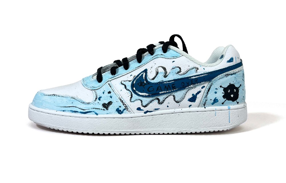 Nike EBERNON Coverage Slip Resistant And Abrasion Resistant Low Top Skateboard Shoes Men's Blue