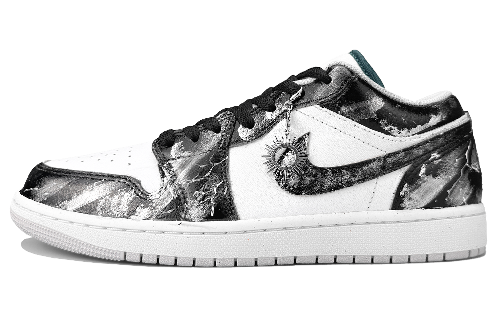 Jordan Air Jordan 1 Abrasion Resistant Low Top Vintage Basketball Shoes Unisex Silver Black