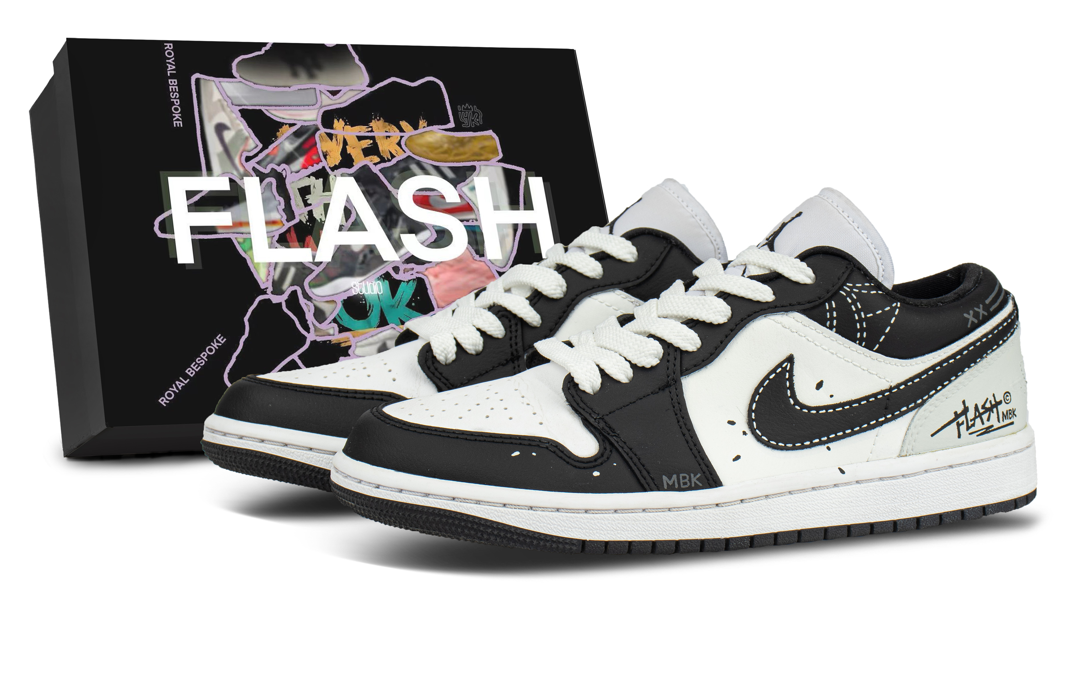Jordan Air Jordan 1 Milkshake, Box Included Low top Vintage Basketball Shoes Unisex Black White